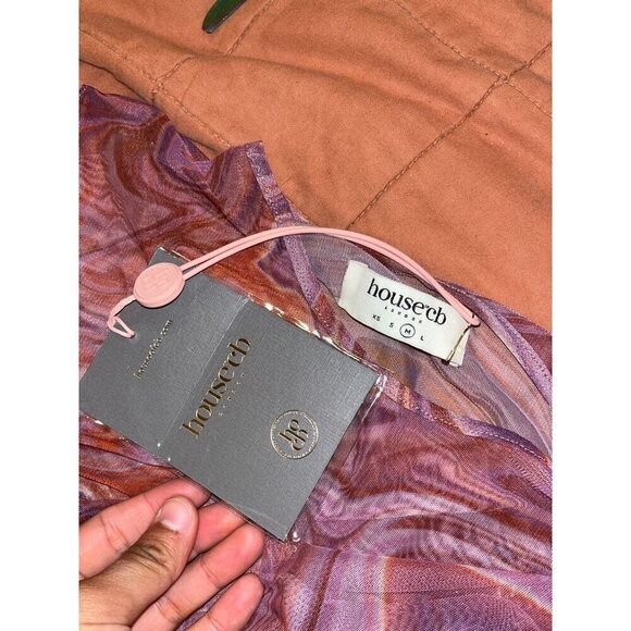 NWT HOUSE OF CB Elodie Purple Swirl Beach DressWomen's Size M - Picture 7 of 13